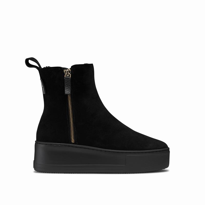 Russell & Bromley Park Frost Double Zip Sneakers Womens Black [SPZ7825KD]